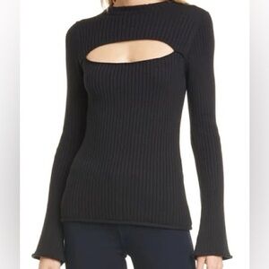 L'Agence Women's Black pasha Ribbed cutout Long Sleeve Sweater